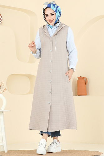 moda selvim سترة بيج 1979TRT545 - Thumbnail