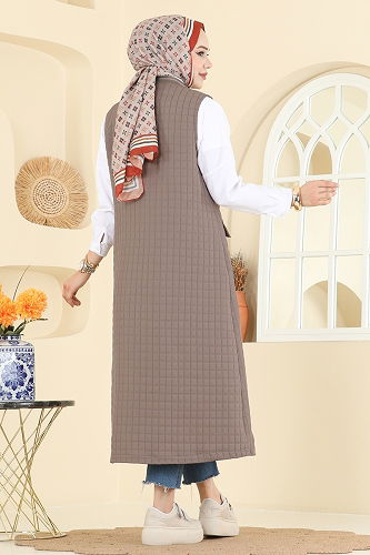 moda selvim سترة بيج غامق 1980TRT545 - Thumbnail