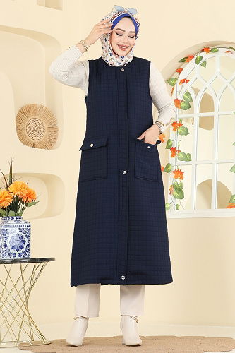 moda selvim Vest 1980TRT545 Navy Blue - Thumbnail