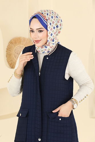moda selvim Vest 1980TRT545 Navy Blue - Thumbnail