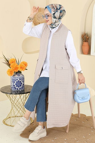 moda selvim Vest 1980TRT545 Stone - Thumbnail