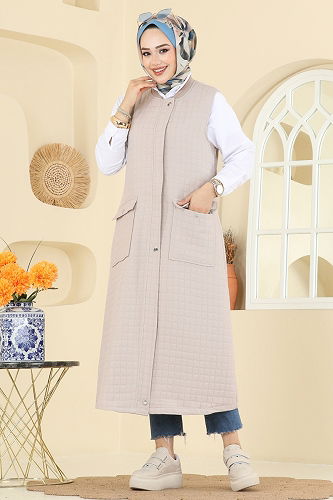 moda selvim Vest 1980TRT545 Stone - Thumbnail