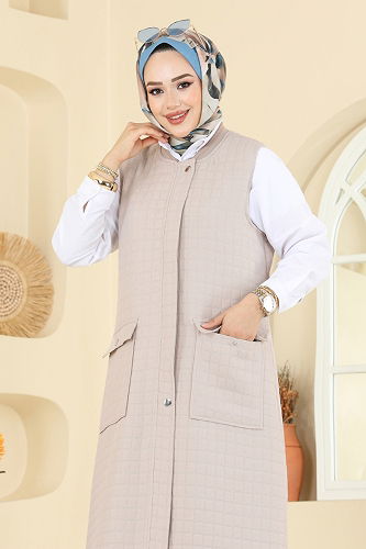 moda selvim سترة بيج 1980TRT545 - Thumbnail