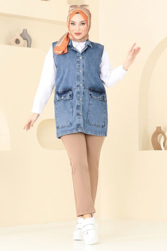 moda selvim سترة جينز 20444ETT926 - Thumbnail