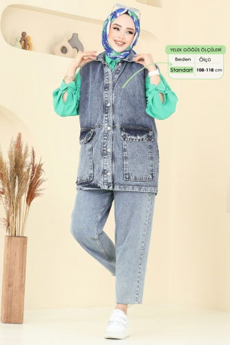 moda selvim Vest 20444ETT926 Washed Light Jeans - Thumbnail