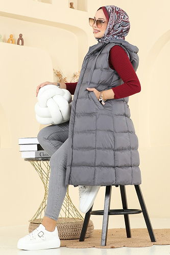 moda selvim سترة رمادي غامق 3023AL357 - Thumbnail