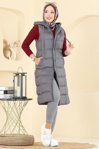 moda selvim سترة رمادي غامق 3023AL357 - Thumbnail