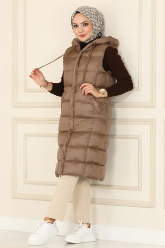 moda selvim Vest 3023AL357 Brown - Thumbnail