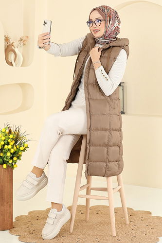 moda selvim Vest 3023AL357 Brown - Thumbnail