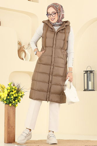 moda selvim Vest 3023AL357 Brown - Thumbnail