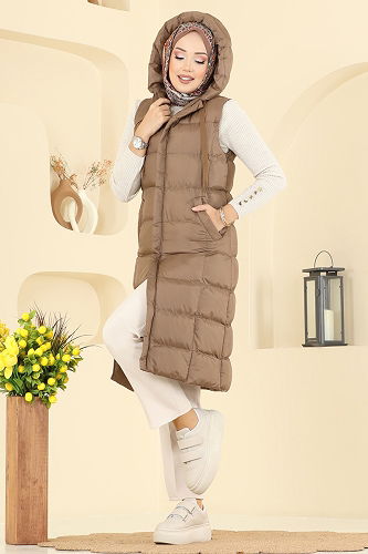 moda selvim Vest 3023AL357 Brown - Thumbnail