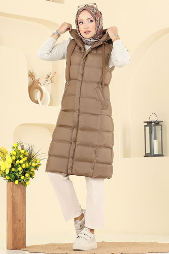 moda selvim سترة بني 3023AL357 - Thumbnail