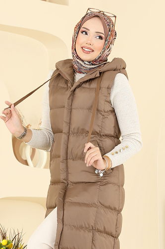 moda selvim سترة بني 3023AL357 - Thumbnail