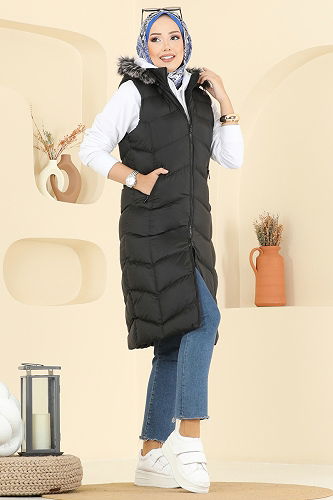 moda selvim Vest 3030AL357 Black - Thumbnail