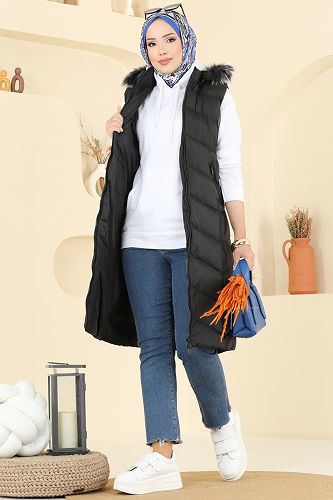 moda selvim سترة أسود 3030AL357 - Thumbnail