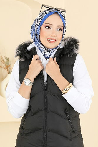 moda selvim سترة أسود 3030AL357 - Thumbnail