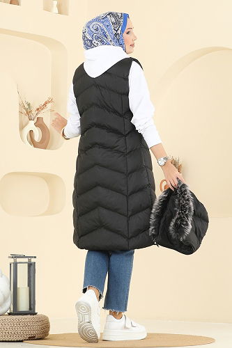 moda selvim سترة أسود 3030AL357 - Thumbnail