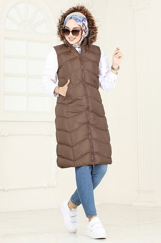 moda selvim Vest 3030AL357 Brown - Thumbnail