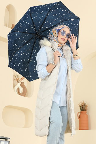 moda selvim Vest 3030AL357 Stone - Thumbnail