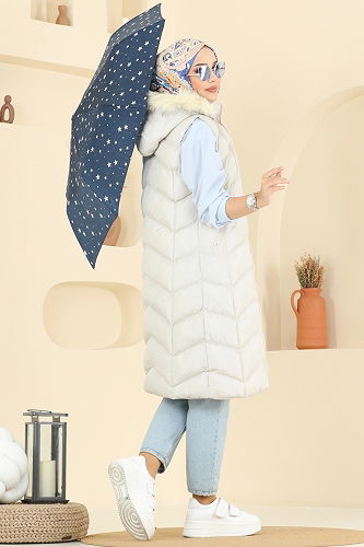 moda selvim سترة بيج 3030AL357 - Thumbnail