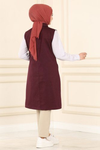 moda selvim Vest 6135MZ203 Damson - Thumbnail