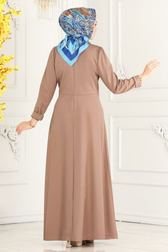 moda selvim Vest Detailed Hijab Dress 2514SL432 Vision - Thumbnail