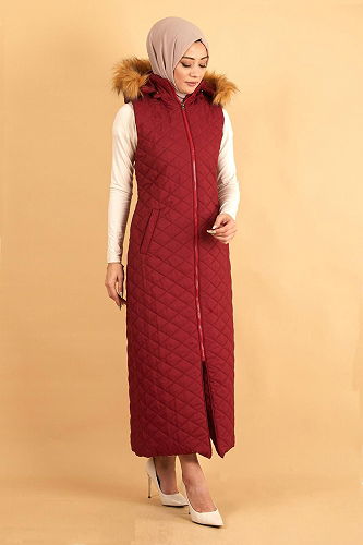 moda selvim Vest MİH12255-M Burgundy - Thumbnail