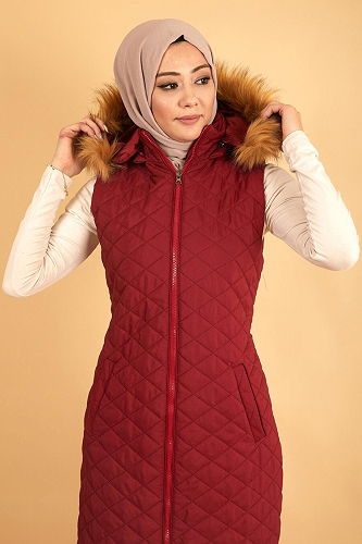moda selvim Vest MİH12255-M Burgundy - Thumbnail