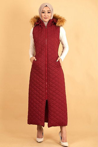 moda selvim Vest MİH12255-M Burgundy - Thumbnail