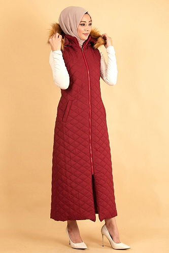 moda selvim سترة خمري MİH12255-M - Thumbnail