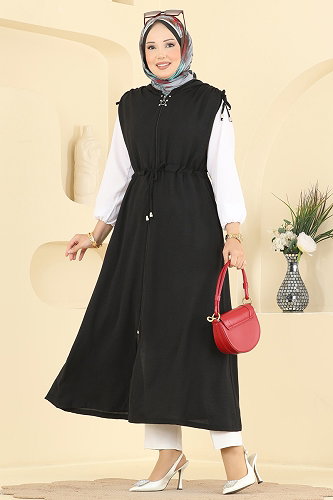 moda selvim Vest PL9248 Black - Thumbnail