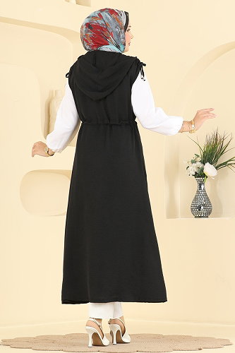 moda selvim Vest PL9248 Black - Thumbnail