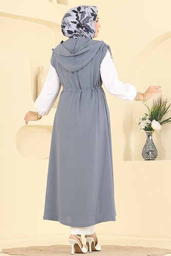 moda selvim سترة رمادي PL9248 - Thumbnail