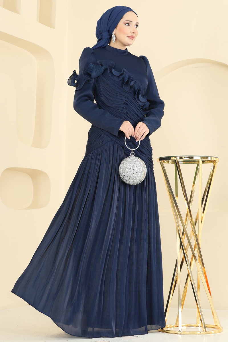 Volan Detaylı Organze Abiye 157D170 Laci