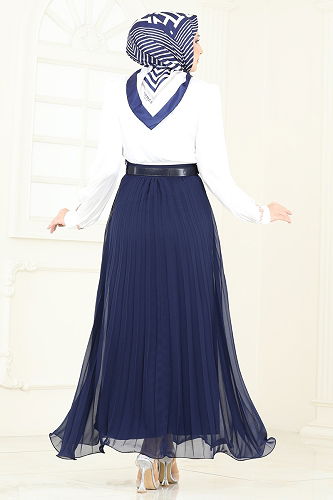 moda selvim Volanlı Şifon Etek 6202BSK463 Laci - Thumbnail