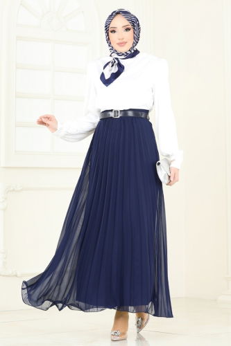moda selvim Volanlı Şifon Etek 6202BSK463 Laci - Thumbnail