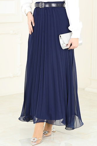 moda selvim Volanlı Şifon Etek 6202BSK463 Laci - Thumbnail