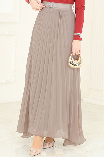 moda selvim Volanlı Şifon Etek 6202BSK463 Vizyon - Thumbnail