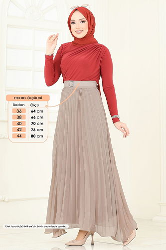 moda selvim Volanlı Şifon Etek 6202BSK463 Vizyon - Thumbnail