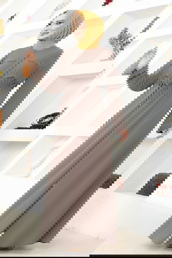 Modaselvim NET 20%+20% DISCOUNT IN THE CARD Waist Tunnel Abaya MSL3186 Vision