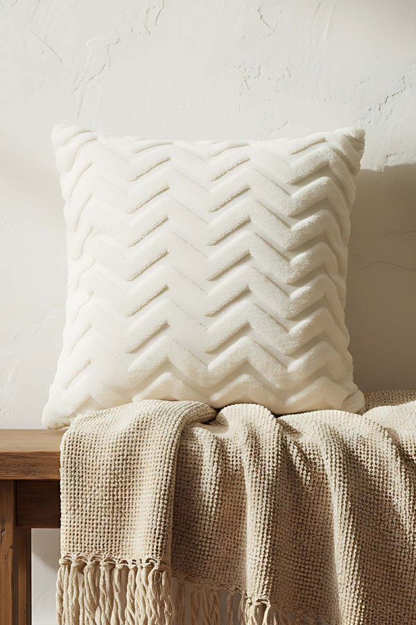 Modaselvim EV YAŞAM Welsoft Kırlent Kılıfı 1019HB1195 Ekru