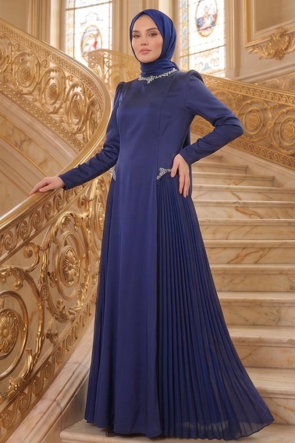 Modaselvim ABİYE Yaka Ve Beli Taşlı Abiye 145DMNK1166 Laci