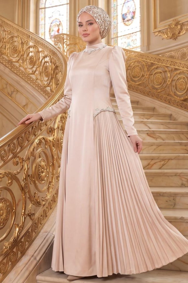 Modaselvim ABİYE Yaka Ve Beli Taşlı Abiye 145DMNK1166 Taş