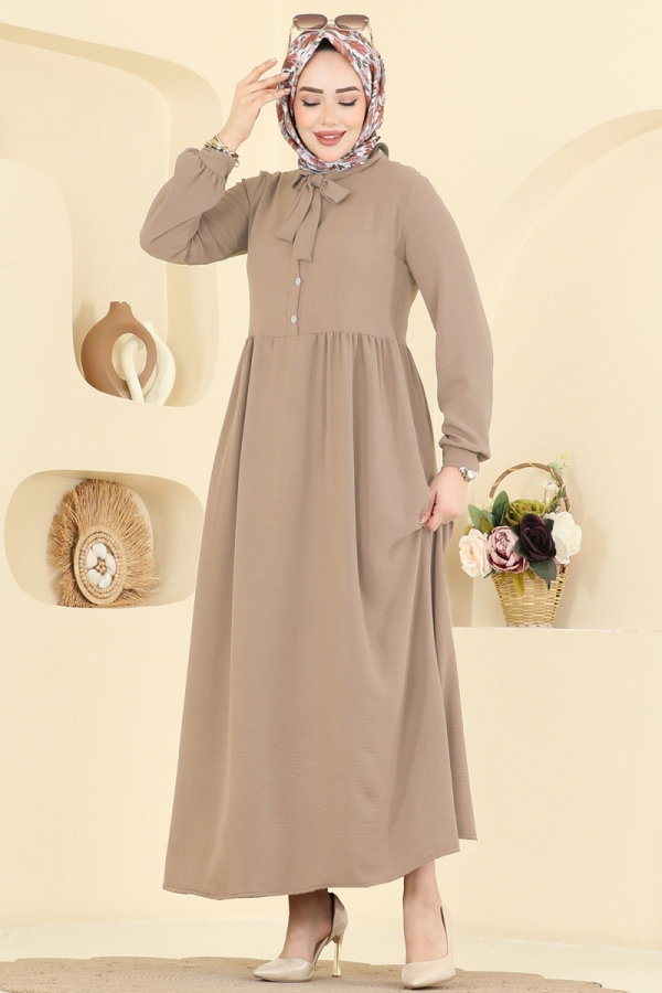 Modaselvim Elbise Yakası Bağcık Detaylı Elbise 5009BM387 Vizyon