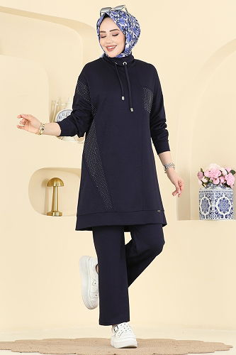 moda selvim Yakası Bağcıklı Modal Takım 2786AYD574 Laci - Thumbnail