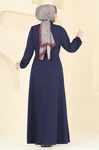 moda selvim Yakası Bağcıklı Tesettür Ferace 2483SL432 Laci - Thumbnail