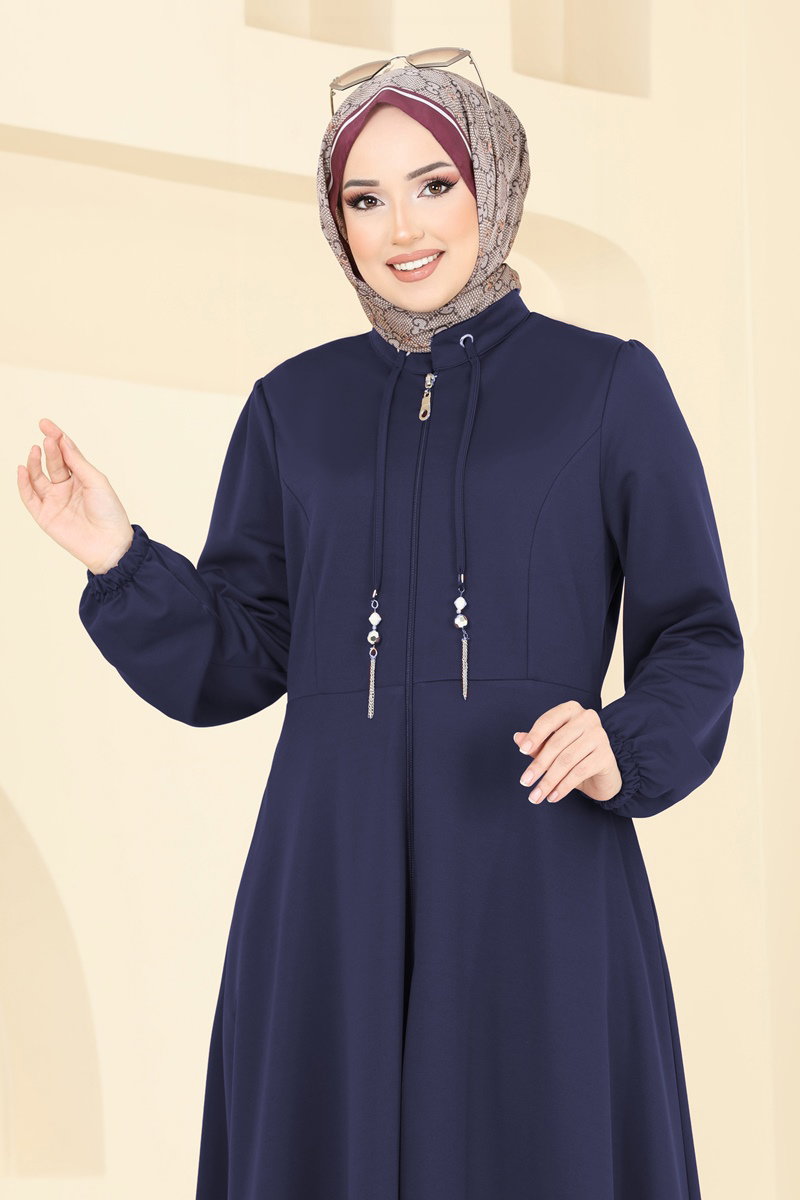 Yakası Bağcıklı Tesettür Ferace 2483SL432 Laci