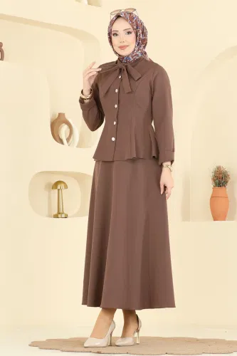 S.L. - Yakası Bağlamalı Dabıl Takım 2799SL432 Kahve