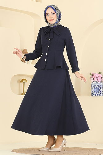 moda selvim Yakası Bağlamalı Dabıl Takım 2799SL432 Laci - Thumbnail