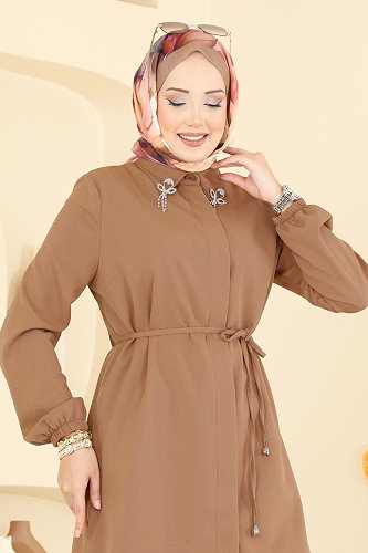 moda selvim Yakası Broş Detaylı Tunik 2890SLK540 Vizyon - Thumbnail